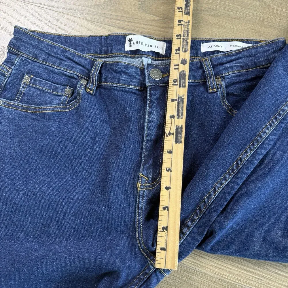 American Tall Jeans Men 34x36 AT Basics J1 Straight Fit Blue Denim Cotton